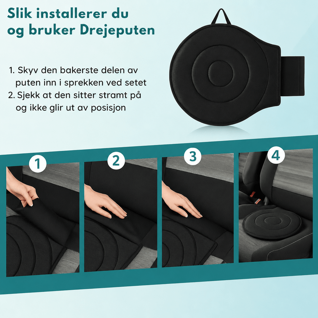 SpinComfort™ – Svingpute for bil og seng (Svart) - AVABeauty.no